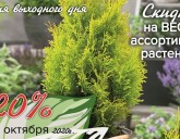 ПЯТНИЦА, СУББОТА и ВОСКРЕСЕНЬЕ скидка на ВЕСЬ ассортимент растений 20%!