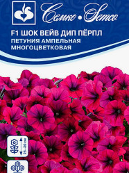 Петуния, комплиментуния, фриллитуния Петуния Шок Вейв Дип Пёрпл F1 4шт. (Семко)