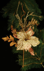 Цветок с веточками и листиками, розовый 43см 1182 TLN1026