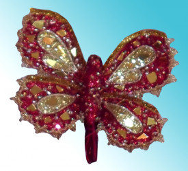 Бабочка ажурная красно-золотая 13х14 TLN1133