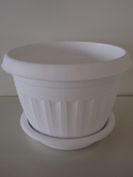 Кашпо Афродита 1 с поддоном белое 0,8л. (ссп)