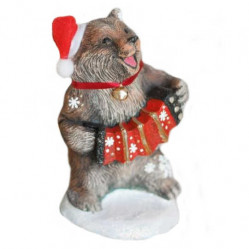 Фигура Медведь с гармошкой новогодний 10х10х17см. Ф088